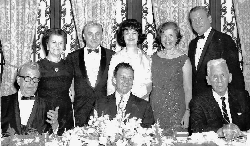 Former Illinois State Society President Virginia Blake is shown upper left in this group photo of the head table for the 1965 society dinner. Seated from left to right in the first row are Sen. Everett M. Dirksen, Gov. Otto Kerner, and Sen. Paul Douglas. The society will host a 100th birthday party Virginia Blake this coming Wednesday night at the Capitol Hill Club in DC.